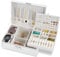 E-MANIS Jewelry Box for Women Girls - 2 Layers PU Leather Organizer With Lock, Removable Tray for Rings, Earrings, Necklace, Watches - White Travel Case