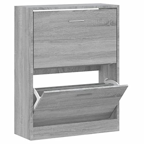 vidaXL Mueble Zapatero Armario Pasillo Entrada Estante Almacenamiento Organizador Sala de Estar Dormitorio Madera Contrachapada Gris Sonoma
