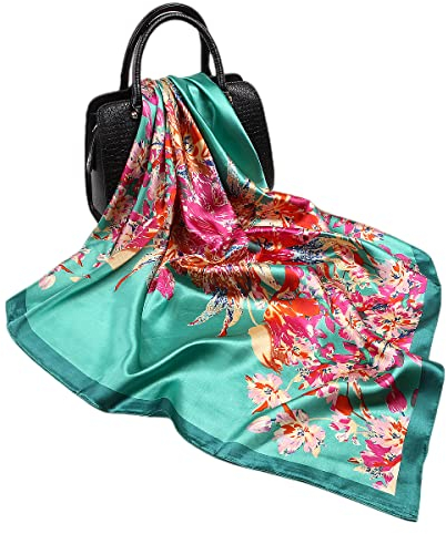 FAIRYGATE Seidentuch Damen Bandana Seide Gefühl Halstuch Damen Kopftuch Vierecktuch Groß Seide Schal 73013