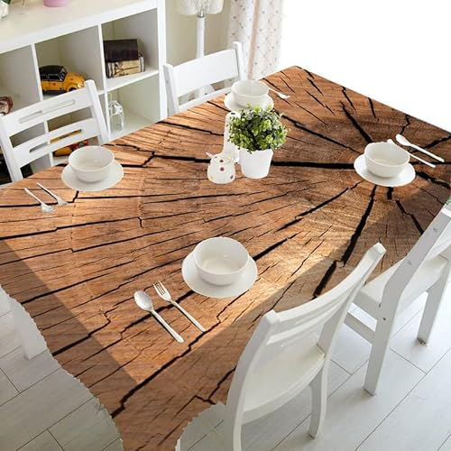 ROLETI Holzoptik Outdoor Tischdecke 150x213 cm, Wetterfest, Abwaschbar, Fleckschutz, Knitterfrei, Polyester, für Garten, Home, Küche, Tischdeko, Geburtstag, Tischplatte