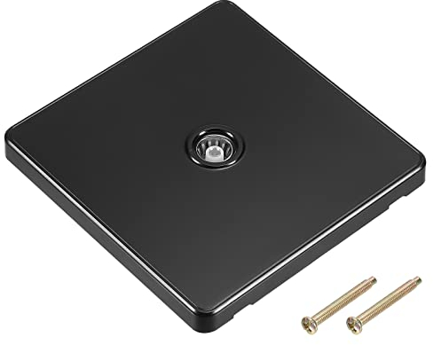 sourcing map TV Aerial Socket Wall Plate Outlet Single Gang Black PC 88mm x 86mm for Coaxial Cable Lead