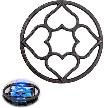 duozoanz Anneau Support Plaque Cuisson Gaz - 19cm Universel Plaques Plat Grille en Fer avec 8 Fentes de Fixation dans Le Fond pour Cafetière Petit Pot Cuisine Fonte Fritures Four à Café Wok