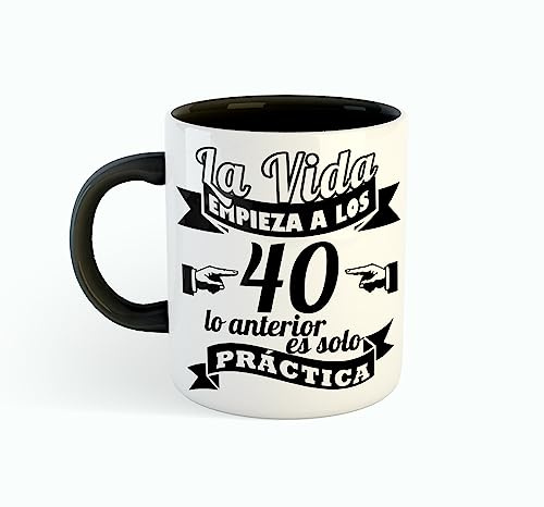 Taza para 40 Cumpleaños de Cerámica 350 ml, Regalo Original para Hombre o Mujer, Taza Divertida para 40 Años, Apta para Microondas y Lavavajillas (Español)