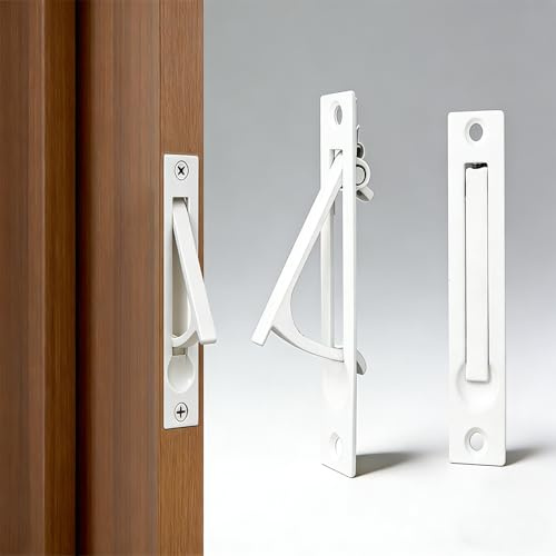 Dontay Pocket Door Pull,Spring Recessed Handle Returns Flush,Snow White,1 | 304 Stainless Steel,Fits 1'' Sliding Cabinet&Drawers Doors,Easy Grip Edge Pull Solid Door from Wall,Low Profile Design,4'' L