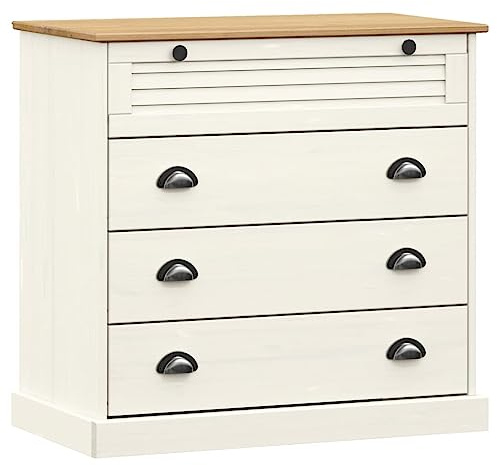 Tidyard Sideboard Kommode VIGO Schubladenkommode Wohnzimmerschrank Mit seinen 4 Schubladen Holzschrank Beistellschrank Schubladenschrank 80 x 40 x 76 cm (B x T x H) Massives Kiefernholz Weiß