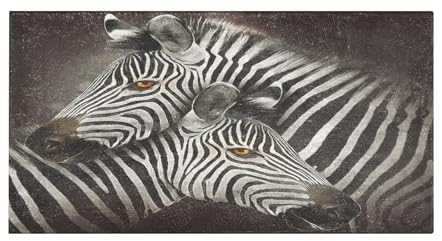 YOUJUNER Lange Badematte Zebra-Design Badteppich Saugfähig Badvorleger weich rutschfest Badezimmerteppich Duschvorleger Duschmatte