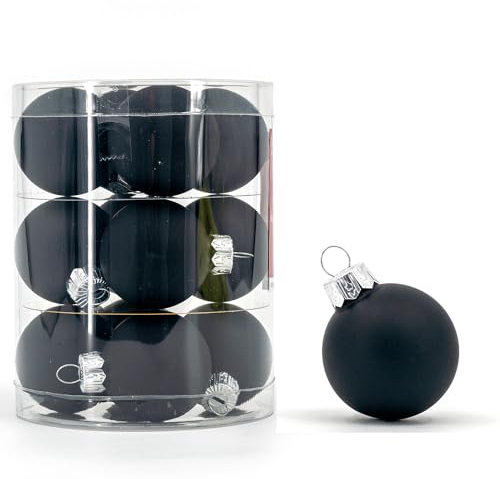 Weihnachtskugeln Glas 12 Stück 4cm Christbaumkugeln Christbaumschmuck Glaskugeln Schwarz matt