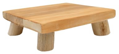 Spetebo Teak Blumenteller eckig natur - 15 cm - Holz Pflanzenständer quadratisch mit 4 Füßen - Echtholz Deko Massivholz Blumen Pflanzen Ständer