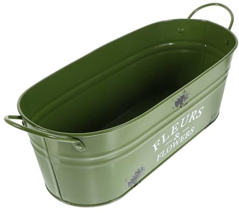 Cubo De Hierro Vintage para Flores Maceta Decorativa Retro para Decoración De Hogar Y Jardín Contenedor para Plantas Y Flores Diseño Ovalado Adorno para Interiores Y Exteriores