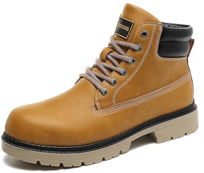 Bella Bays Men's Chukka Boots, Hiking Boots Non Slip Outdoor Boot Waterproof Lightweight Ankle Boots Lace Up Walking Booties Brown 10.5 UK