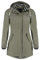 Dry Fashion Damen Regenmantel Kiel - Frauen Regenjacke Damen Jacke mit verstellbarer Kapuze Lang Winddicht Wasserdicht in Oliv Größe 42