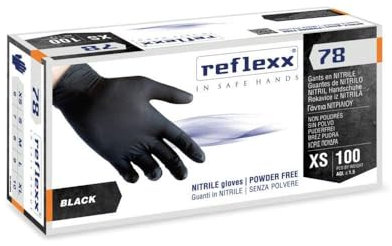 Generic REFLEXX R78 300 Guanti in nitrile NERO senza polvere - 4 gr - 300 PZ - VARIE TAGLIE OFFERTA - ALIMENTI USO ESTETICO E PER TATUAGGI (S)