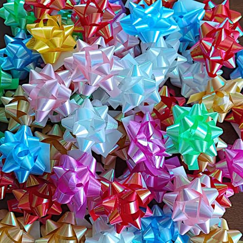 50 Coccarde (Perla Perlate) Miste Ø tra 5cm e 6cm - colorate adesive per pacchi regalo vari colori medie grandi 5 cm 6 cm fiocchi stelle adesivi compleanno natale regali natalizi compleanni - JQM9