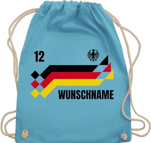 Turnbeutel Rucksack - 2026 Fussball WM Fanartikel - Deutschland Trikot mit Name und Nummer Germany - Unisize - Hellblau - nationalmannschaft em fußball german sportbeutel fußball. deutsche