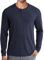 COOFANDY Mens T Shirts Long Sleeve Henley Tshirt Grandad Collar Shirts Button Thermal T-Shirts Smart Shirts Full Sleeve Navy Blue XL