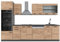 Vicco Küchenzeile R-Line, Goldkraft Eiche/Anthrazit, 300 cm mit Hochschrank, AP Anthrazit