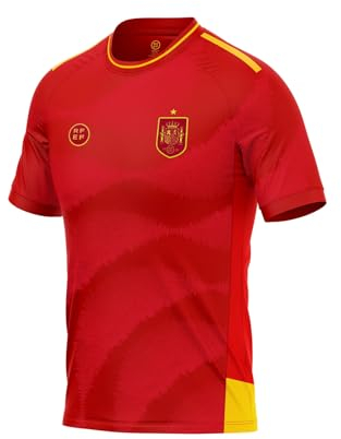RFEF - Réplica Camiseta Oficial Selección Española de Fútbol - 100% Poliester Transpirable - Primera Equipación España Eurocopa 2024 - Equipación Selección Española - Sistema Aerodry - Talla 2XL