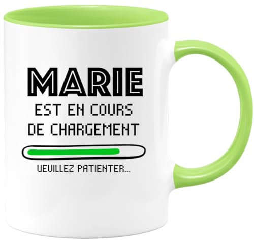 quotedazur Café-Croissant - Mug Personnalisé Tasse Cadeau Noël Marie Est En Cours De Chargement Veuillez Patienter - Vert/Céramique