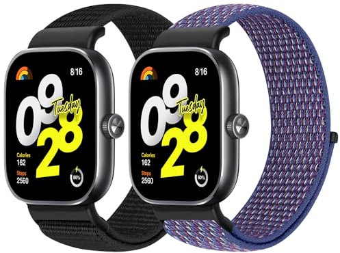 WNIPH 2 Piezas Correas de Reloj Compatibles con Xiaomi Redmi Watch 5/4/Xiaomi Smart Band 8 Pro/9 Pro,Correa de Repuesto de Nailon Continuo Suave,Cómoda y Transpirable para Hombres y Mujeres