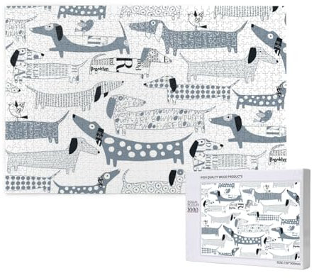 Sausage Dog, Jigsaw Puzzles 1000 Pieces Wooden Jigsaw Toy Family Game Wall Decor for Adults Teens