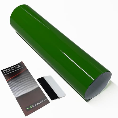 Gloss Car Vinyl Wrap [Self Adhesive Air Release Film] with Squeegee Tool - Outdoor Rated for Car Automotive Use (Dark Green, 30 x 152cm)