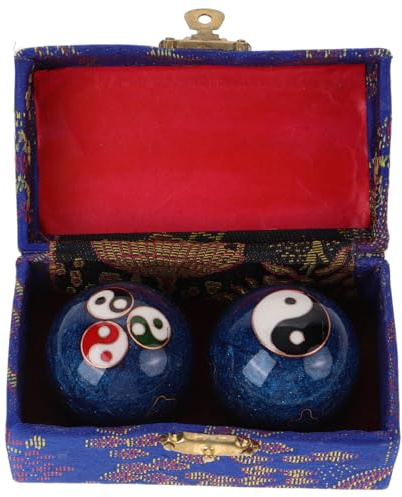 Healeved 2 Stück Fitness Handball Yin-Yang Bälle Chinesische Handbälle Chinesische Baodingbälle Feng Shui Meditation Chinesische Bälle Übung Handbälle Handtrainer Feng Sui Blau Emaille