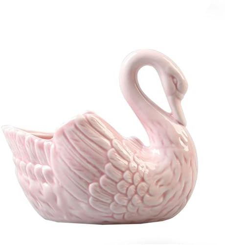 TPIONEER White Pink Blue Swan Ceramic Ornaments Decoration Desktop Storage Box Tealight Candles Holder Flower Pot Home Decor Furnishings