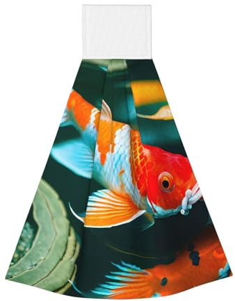 SamLng Hübsche Koi-Fisch-Korallen-Samt-Handtücher, saugfähige Reinigungstücher für Küche, Bad, Wohnzimmer und Außenbereich