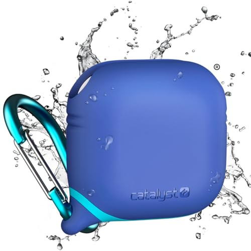 Catalyst wasserdichte Hülle kompatibel mit AirPods (4. Generation) Indigo Blau – wasserdicht, stoßfest, Kratzfest, sturzsicher mit Karabiner
