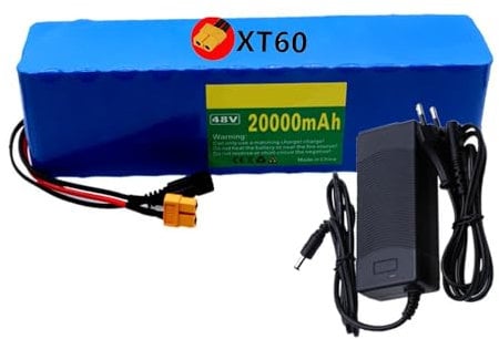Batería de Bicicleta Eléctrica de 48V 20Ah 13S3P Paquete de Batería para Bicicleta Eléctrica Bicicleta Eléctrica,Batería de Iones de Litio con Cargador de 54.6V/2A XT60 Plug,48V 20Ah