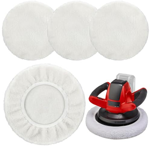 Set of 4 Polishing Hoods, 220 mm - 250 mm Lambswool Polishing Hoods, Polishing Covers for Einhell Battery Car Polishing Machines, Car Polishing Pad, Compatible CE-CB 18/254 Li, CC-PO 90