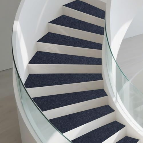 MC MEICHUANG 15PCS 20x60cm Non-Slip Stair Treads Carpet,Anti-Slip Stair Runner Indoor with Self-Adhesive,Stair Pads Perfect for Elders, Kids and Pets(Dark Grey)