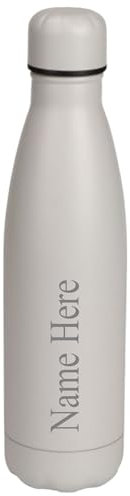 Personalised Engraved Any Name 500ml Thermos Insulated Water Bottle Hot or Cold Drinks Selection of Colours (Silver/Grey)