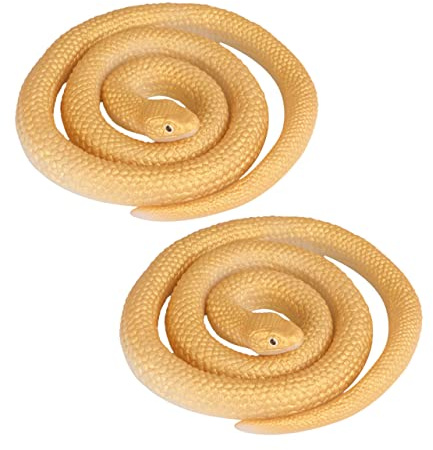 Toyvian 2stücke Lebensechte Silikon-Schlange Realistische Schlangen Spielzeug Für Streiche Partys Gartendekoration Goldene Farben Scherzartikel Für Halloween Und April Fool Day