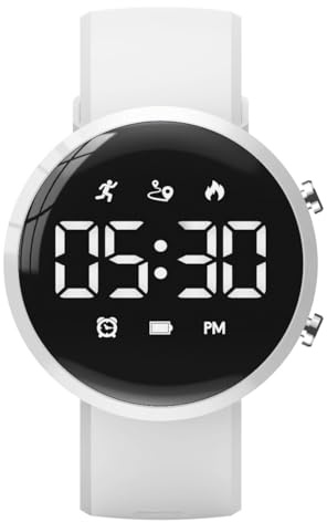Focwony Digital Fitness Tracker Watch for Kids, Waterproof Watch with Pedometer Distance Calories Stopwatch Alarm Clock Great Boys Girls Kids Teens (White)