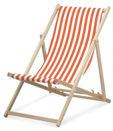 druck.de Liegestuhl schmal gestreift orange klappbar Buchenholz - bis 95kg | Liegestuhl, Buchenholz, 3fach verstellbar, bis 95kg belastbar, Orange