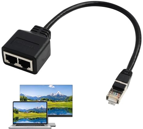 Riybyds Adaptador Divisor Red RJ45, Cable Splitter Ethernet 1 Macho a 2 Hembras, Compatible Cables Ethernet Cat5, Cat5e, Cat6, Cat7, Adecuado para Conexiones Red en Hogares y Oficinas