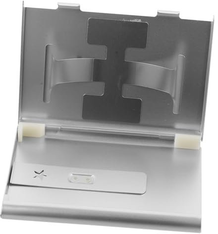 Visitenkartenhalter aus Metall in Silber, Kleiner Aktenkoffer Design