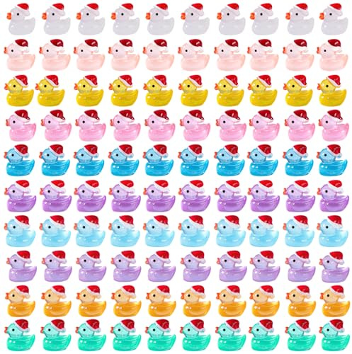 HTTDSLF 100 Stück Mini Enten, Harz Enten, Bunte Harz, Tiny Resin Ducks, für Aquarium, Puppenhaus, Miniaturgarten, Handwerk, Topfdekorationen DIY (10 Farben)