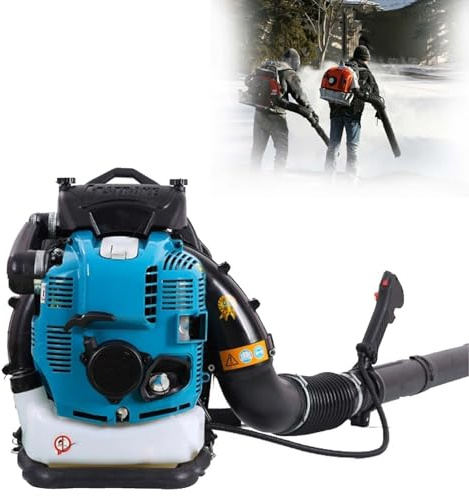 CUTANGELAR Kabelloser 4-Takt Benzin Rucksack Laubbläser, 125cc Motor Leichtes 9.5kg 12PS Design, Verstellbar Für Effektives Blasen Von S-taub, Laub Und Schnee Auf Rasen.(Blue)