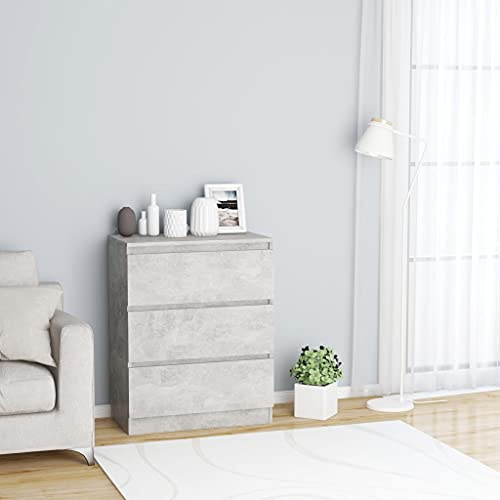 KTHLBRH Kommode, aus Sperrholz, Grau, Beton, minimalistisch, mit 3 Schubladen, Aufbewahrungsmöbel für Zuhause und Wohnzimmer, 60 x 35 x 76 cm