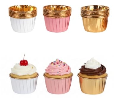 150 Stück Muffinförmchen Papier, Cupcake Backförmchen Metallische Farben, Muffin Papierförmchen für Backen, Kuchen Deko und Candybar Becher