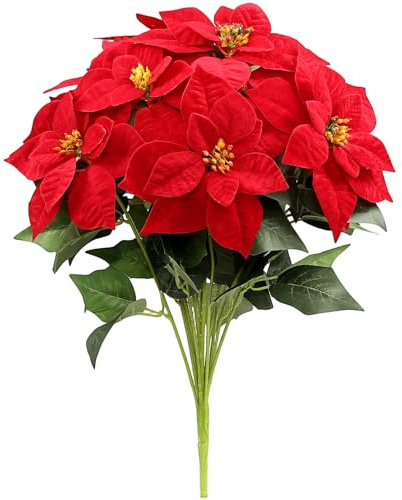 DuHouse 50 cm künstliche Weihnachtssterne, 2er-Pack rote Samt-Weihnachtssterne für Zuhause, Veranda, Baum, Garten, Innen- und Außenbereich, Weihnachtsdekoration