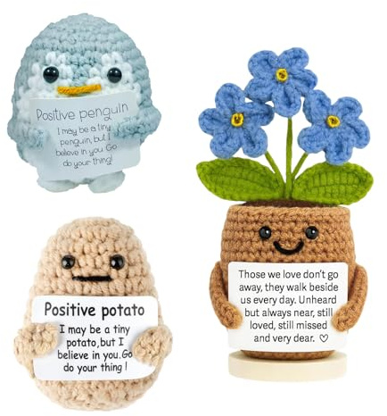 FOLAI Handgefertigte Häkeltiere für Emotionale Positive Emotionale Unterstützung Plüsch Mini Lustige Häkelpuppe für Desktop Dekoration