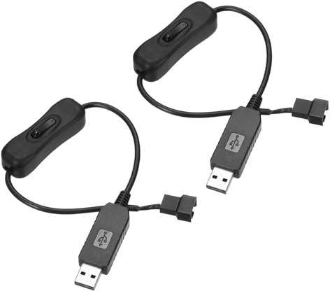 sourcing map 2PCS 12V Step-Up USB Fan Adapter Input 5V Output 5-12V DC with ON/Off Switch PWM to USB Adapter Cable 11.8 for 3-Pin/4-Pin PC Cooling Fans PWM Controller