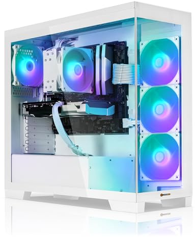 Aurum Blanc PC Gamer Fixe AMD Ryzen 5 5600 • GeForce RTX5060 8Go • 16Go DDR4 • 1000Go M.2 SSD • Windows 11 • WiFi • Ventilateur • Unité Centrale Ordinateur de Bureau