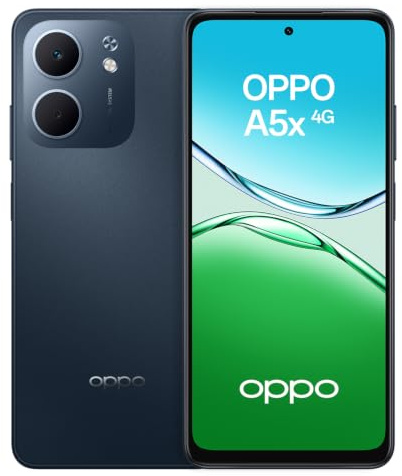 OPPO A5x 4G Smartphone Android, 4GB RAM 128GB ROM, CPH2725 Version EU, Débloqué, Midnight Blue