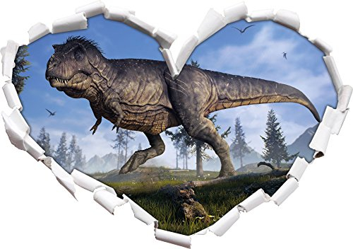Stil.Zeit T-Rex Dinosaurier in der Natur Herzform im 3D-Look, Wand- oder Türaufkleber Format: 62x43,5cm, Wandsticker, Wandtattoo, Wanddekoration
