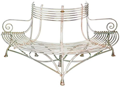 Casa Padrino Schmiedeeisen Gartenbank 1,9 x 0,9 x H. 0,9m - Vintage Baumbank, Farbe:grau