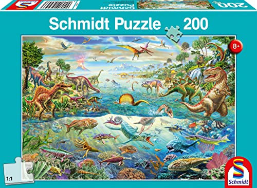 Schmidt Spiele 56253 Entdecke die Dinosaurier, 200 Teile Kinderpuzzle